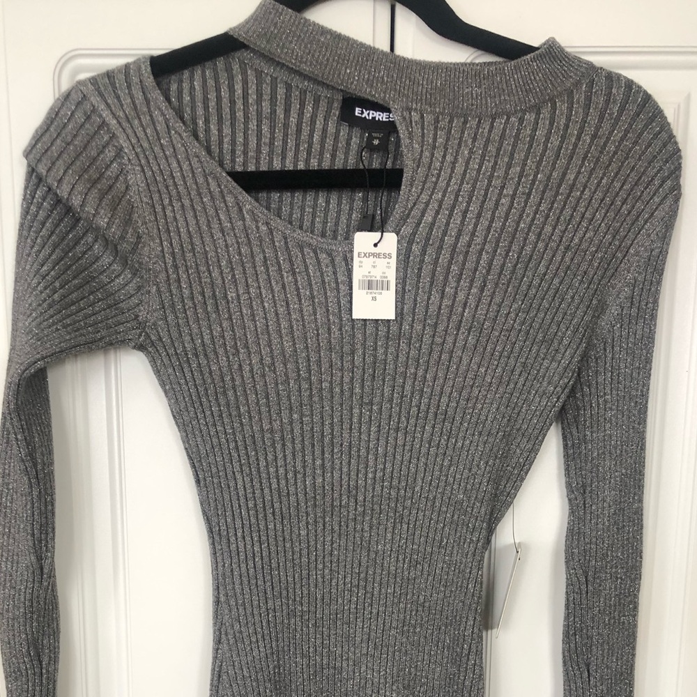Express XS Cut Out silver dress NWT
